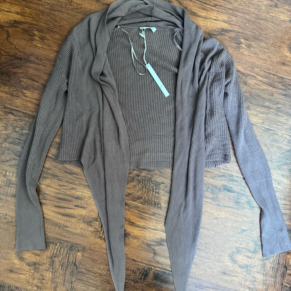 Lovestitch Chocolate Brown Ribbed Cardigan